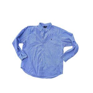 Ralph Lauren Mens Button Down Blue/White Stripe Shirt XL Cotton